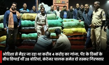 ओडिशा से मैहर जा रहा था करीब 4 करोड़ का गांजा, पेंट के डिब्बों के बीच छिपाई थीं 28 बोरियां, कंटेनर चालक समेत दो तस्कर गिरफ्तार